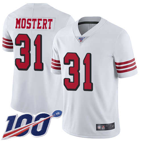 San Francisco 49ers Limited White Men Raheem Mostert NFL Jersey #31 100th Season Vapor Untouchable Rush->san francisco 49ers->NFL Jersey